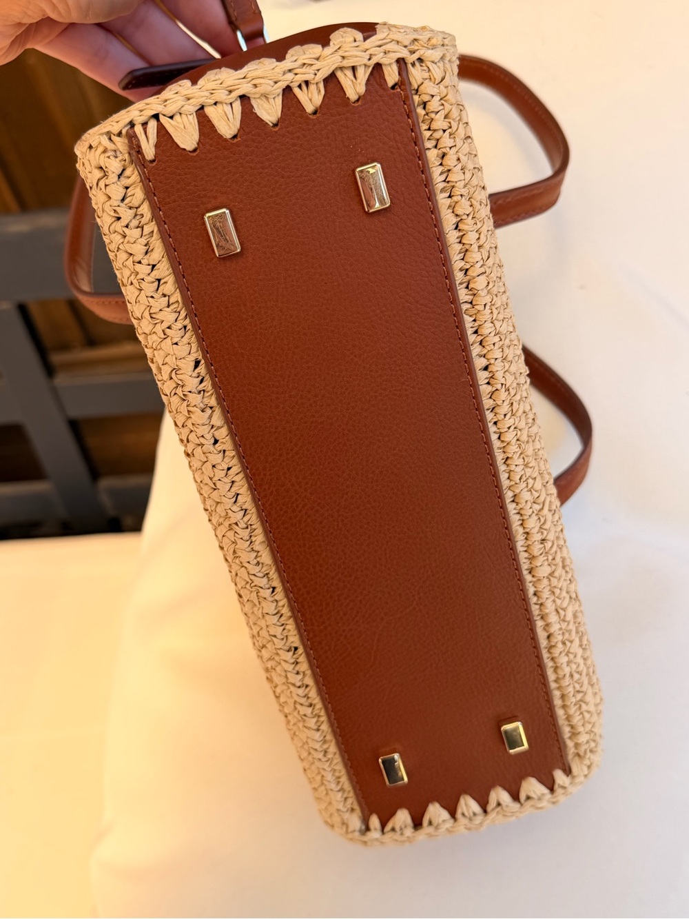 J Crew Delphine handknotted shoulder bag in straw and leather #OA1 - Picture 8 of 17